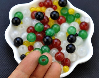 6-20mm Natural Agate large Hole gemstone round Beads, Natural Stone Pendant Beads,Jewelry Making，Large Hole Beads For Necklace and Bracelet