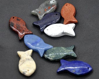Crystal Fish Pendant,Natural gemstone Fish necklace pendant,Fish Carving Gemstone Pendants，Gift for Swimmer，Reiki Healing Bulk Polished