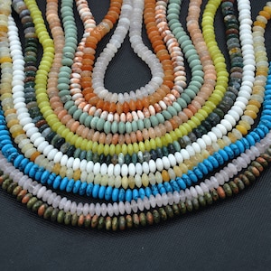 Natural Stone Beads Smooth Saucer Beads，8x4mm Saucer beads Gemstone spacer Beads for diy necklace bracelet earrings beading Jewelry supplies