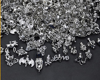10-50pcs Inventory Liquidation Sale Cage Pendants for 6-8mm Pearls or Gemstones,Locket pendant，Heart locket，jewelry cage， jewelry finding