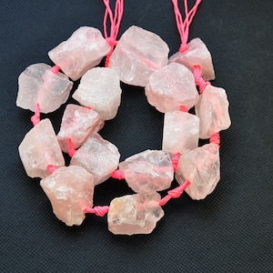 Raw Rough Natural Crystal Quartz Nugget Beads,Natural Rough Freeform Nugget Beads,Drilled Stone Chunky Beads For DIY Fashion Jewelry Making