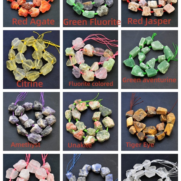 Raw Rough Natural Crystal Quartz Nugget Beads,Natural Rough Freeform Nugget Beads,Drilled Stone Chunky Beads For DIY Fashion Jewelry Making