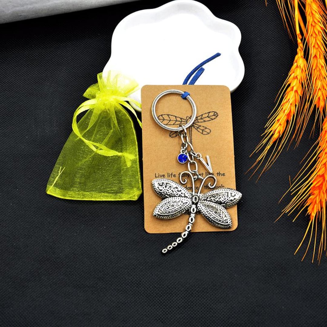 Dragonfly Keyring With Personalised Message，bag Charm, Bff Gifts