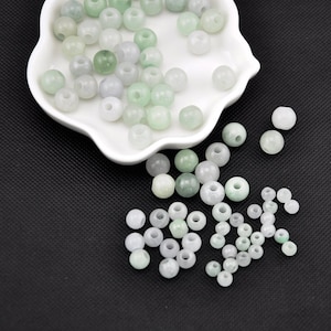 6-10mm Big Hole Natural Grade A Burma Jadeite Round Beads,Green Jade Beads,Big Hole Beads,DIY Jewelry, natural jadeite bead, jade bead