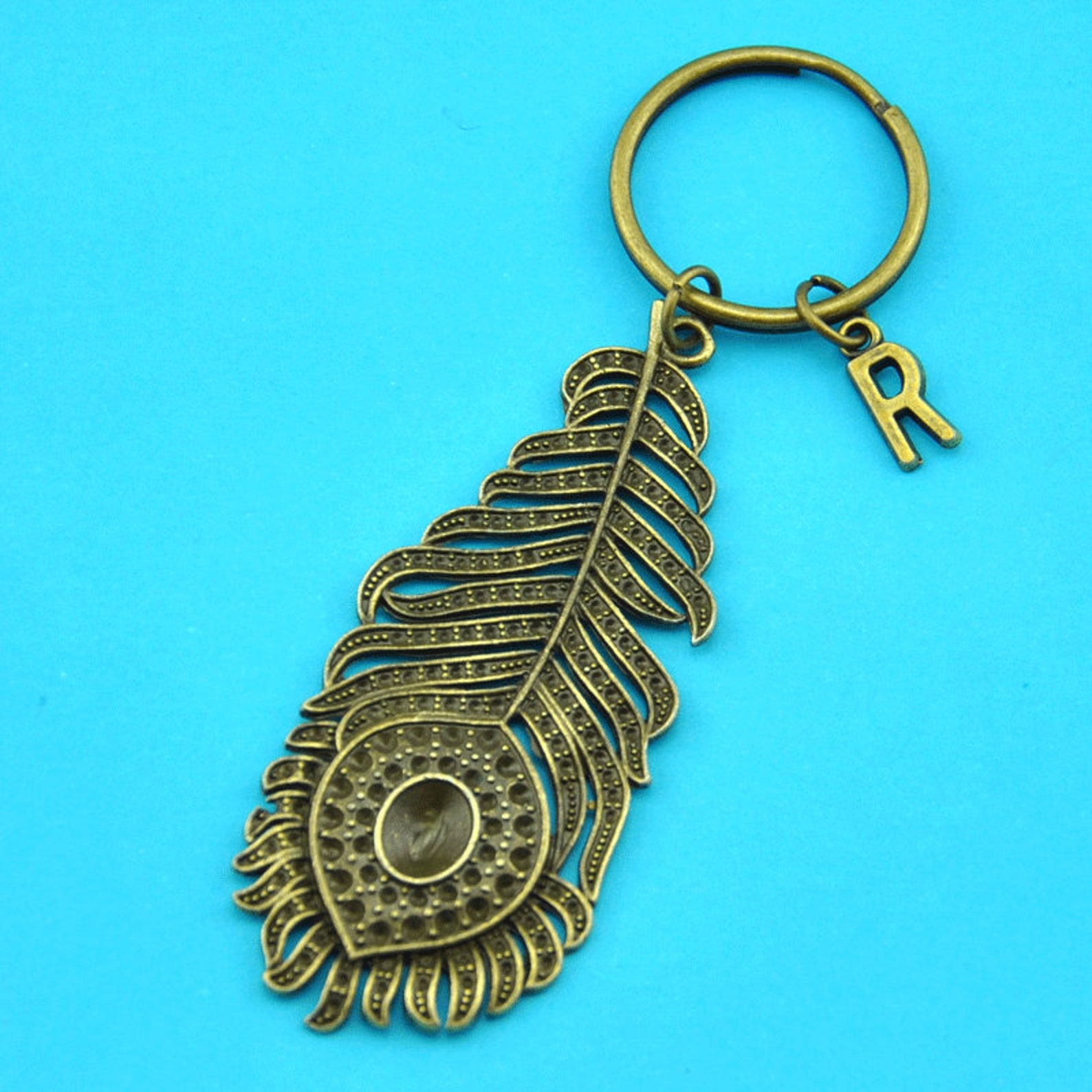 Peacock Feather Keychainfeather Keychain Feather Gift Key Etsy