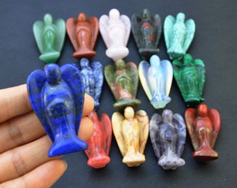2 inches Gemstones Carved Angel Figurine Home Decor，Natural Stone Carved Angel，Natural Crystal Prayer Angel，Angel Figurine Decoration