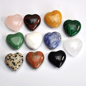 Crystal Heart-25mm Heart Gemstone-Heart Healing Crystals-Natural Stone Hand Carved Heart Shaped-Love Stone-Pocket Heart-Crystal Collection