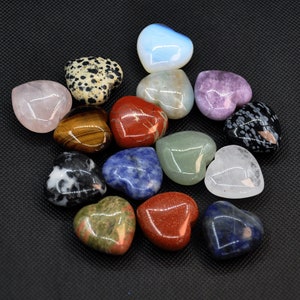 1-5pcs Puffy Heart Shaped Healing Gemstone 25mm,gemstone hearts,Valentine&#39;s Day Gift,Crystal Heart Carving,Stress Reliever，Heart Worry Stone