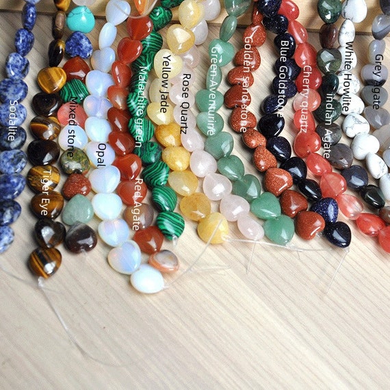 Natural 16MM Smooth Flat Heart Beads，gemstone Genuine Crystal