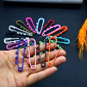 5pcs Colorful Safety Pin Brooch Pendant Connector with Three Loops，Enamel Metal safety pin，Pins Connector for DIY Jewelry Making 51x16mm