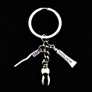 Personnalisé cadeaux hygiéniste dentaire, porte clef dentaire dentifrice, brosse à dents, dent de charme, porte-clés dentiste, hygiéniste dentaire porte-clés
