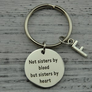BFF Keychain Personalized Keychain Sister In Law Gift,Not sisters by blood, but sisters by heart keychain with initial,matron of honor