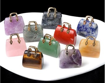 Mini bolso de cristal tallado, colgante de bolso de cristal, bolsos de piedras preciosas, decoración de cristal, regalo de cristal, colgante de bolso de piedras preciosas tallado a mano, venta al por mayor