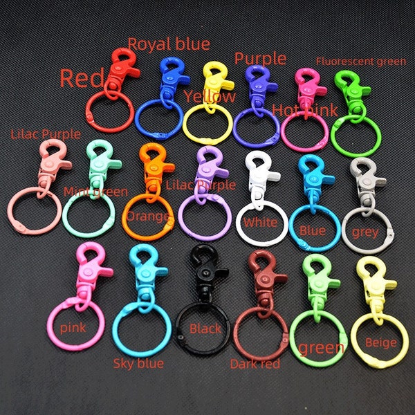 Colour Key Rings，Colored keychain，Color keyring，Enamel Swivel clasp connector for Keychain, Lobster clasp bag hardware key hook