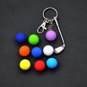 Chaveiro de taco e bola de golfe feito à mão, chaveiro de bola e taco de golfe, pingente de aniversário, esporte, bola, bolsa esportiva, presente surpresa para amantes de golfe, raquete de golfe