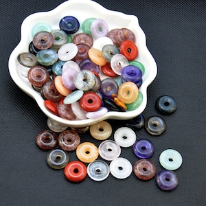 Wholesale Mixed Natural 14mm Gemstone Donut Crystal Donut Lucky Safety Pendant,Jewelry Making Crystal Gifts,Decor Bulk Big Hole Beads