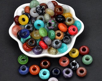 5pcs Natural Gemstone European Large Hole Rondelle Beads,14x8mm Large Hole Carnelian Beads, Large Hole Rondelle, Gemstone Donut beads