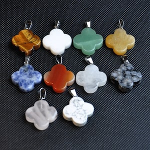 Natural Stone Clover Crystal Pendant ,Natural Stone Charms For DIY Jewelry Making Supplies,Wholesale Crystals, Healing Stones, lucky pendant