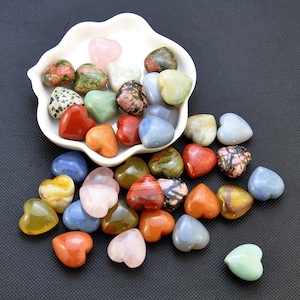 20mm Carving Gemstone Heart Smooth Polished Palm Stone Pocket Healing,Worry Stone,Heart Collection，Heart Puffy Gemstones Bulk Wholesale