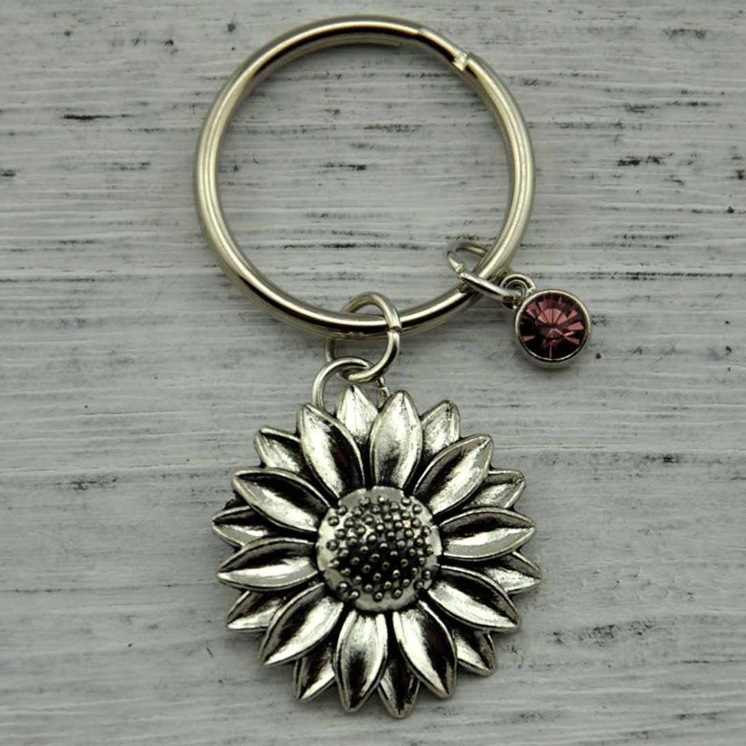 Sunflower Keychain, Personalized Sunflower Keychain, Sunflower Jewelry ...