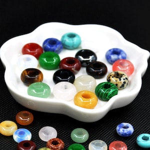 5pcs  Natural Gemstone European Large Hole Rondelle Beads,Large Hole Carnelian Beads, Large Hole Rondelle, Gemstone Donut beads,Gemstone