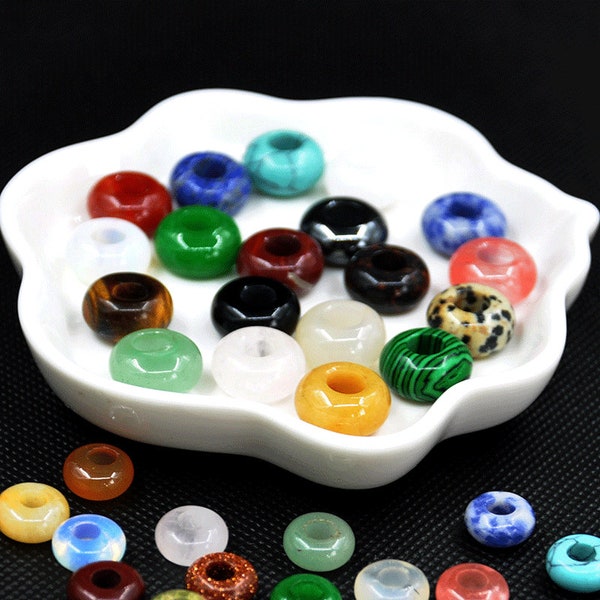 5pcs  Natural Gemstone European Large Hole Rondelle Beads,Large Hole Carnelian Beads, Large Hole Rondelle, Gemstone Donut beads,Gemstone