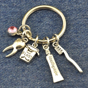 Dental Schlüsselanhänger - Zahnpasta - Zahnbürste - Zahnseide - Zahn Charm Anhänger, Zahnarzt Geschenk, Dental Hygienist Geschenke, Zahnarzt Geschenk-19001886 / -1