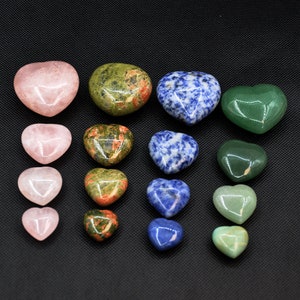 20MM-40MM Large Puffy Heart,Heart Shaped Healing Gemstone,gemstone hearts,Valentine&#39;s Day Gift,Crystal Heart Carving,Stress Reliever