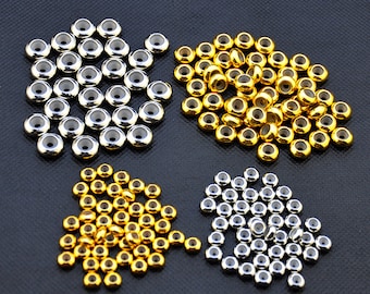 Cuentas de tope rellenas de silicona de 4/5/6/7/8/10 mm, cuentas redondas ajustables deslizantes, cuentas de tope redondas de goma de acero inoxidable, topes de cuentas