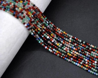 Mini cuentas de ágata natural facetada de 3 mm, diseño para hacer joyas DIY, ideal para pulseras y collares. Cuentas de piedras preciosas facetadas naturales.