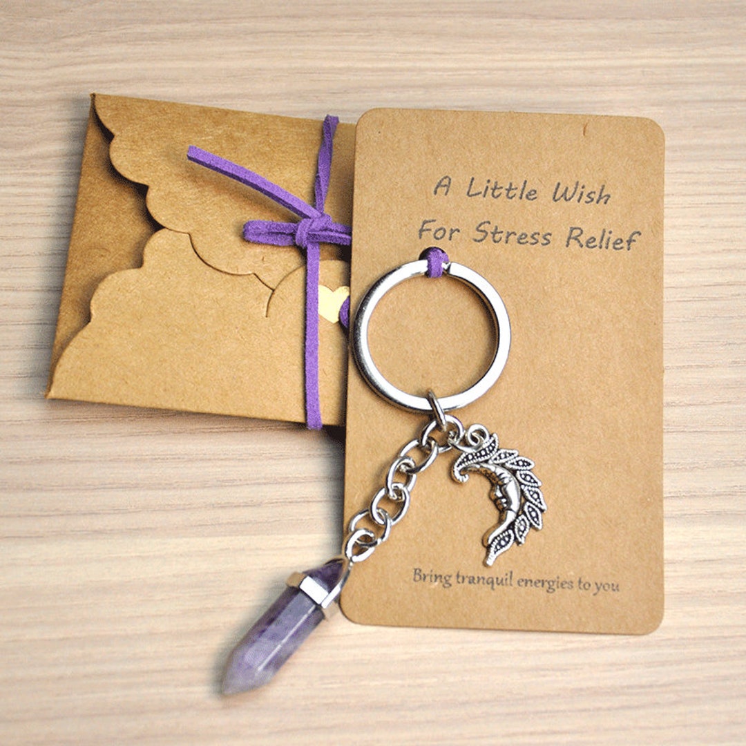 Purple Keyring Amethyst Crystal Point Purple Keyring、crystal Keychain, Crystal Moon ...