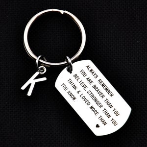 Always remember You are braver than you believe Stronger than you seem Smarter than you think & Loved more than you know,heart keychain