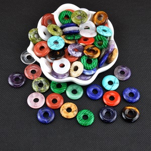 18mm Gemstone Donut Crystal Donut Lucky Safety Pendant Jewelry Making Crystal Gifts Decor Bulk Wholesale Big Hole Beads Crystal Pendant
