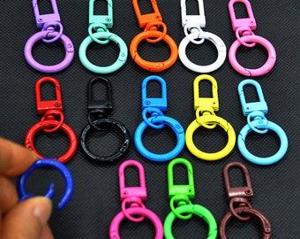 Assorted color clasp hook with round spring ring clasps,Round Spring lobster claw clasp，key chain clasp hook connector，DIY craft keychain