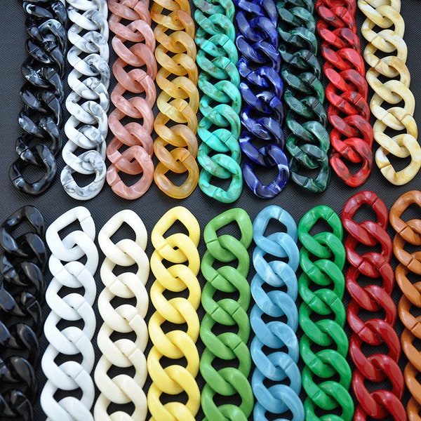 Maillons de chaîne en acrylique 40 mm, maillons de chaîne marbrés, connecteurs de chaîne en plastique, anneaux de chaîne torsadés ouverts à maillon rapide, gros maillons de chaîne