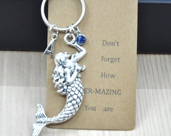 Mermaid Keychain, Mermaid Gifts for Christmas or Birthday，Best Birthday Christmas Unique Fantasy Gifts for Sister Friend Girl Teen Daughter