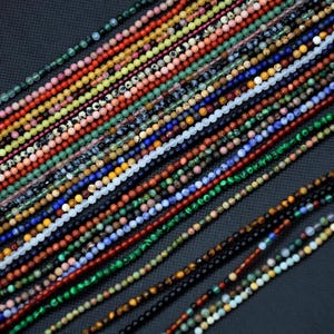 3mm Natural Loose Semi Precious Polished Round Gemstone Seed Stone Beads for DIY Jewelry Making，Gemstone Spacer Beads，Gemstone Smooth Beads