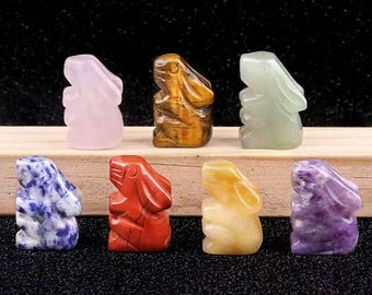 Wholesale 1-20pcs Mixed Crystal Rabbit Gift,Hand Carved 1 inches Gemstone Rabbit Crystal Ornaments,Healing Crystals,Animal Home Decor