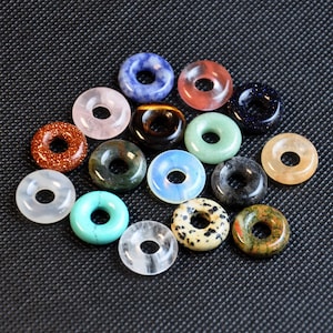 15mm Gemstone Donut Crystal Donut Lucky Safety Pendant,5mm Hole beads,Jewelry Making Crystal Gifts,Decor Bulk Wholesale Big Hole Beads