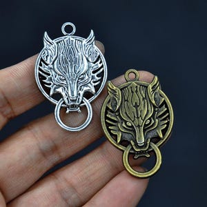 6 piezas de dijes de cabeza de lobo de plata antigua/bronce antiguo, conector de cabeza de lobo, colgante de cabeza de lobo, dije de collar de adorno de animal, lobo de estilo vintage
