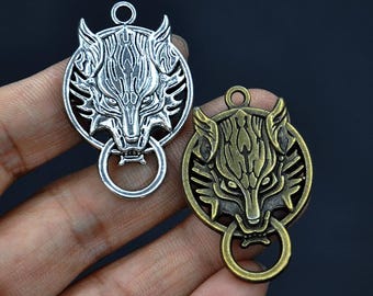 6 pièces breloques tête de loup en argent antique/bronze antique, connecteur de tête de loup, pendentif tête de loup, breloque de collier ornement animal, loup de style vintage