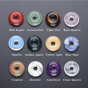 20mm Gemstone Donut Crystal Donut Lucky Safety Pendant Jewelry Making Crystal Gifts Decor Bulk Wholesale Big Hole Beads Crystal Pendant