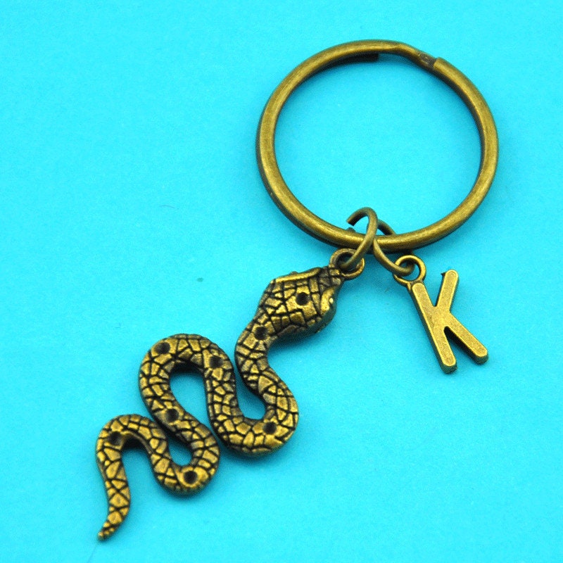 Silver and Bronze Snake KeychainSnake keyring Initial Etsy