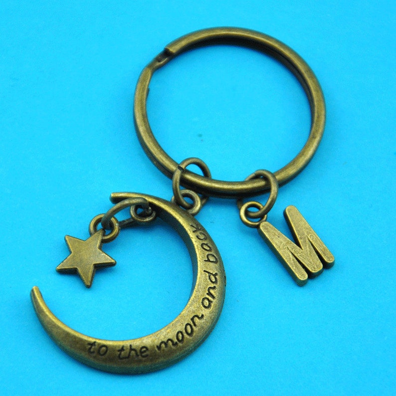 Moon keychain,moon gifts key ring,Crescent Moon Keychain with Initial,Half Moon Key chain Crescent Moon Gift-19001841