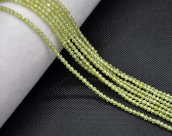 Cuentas de peridoto natural de 3 mm, minicuentas facetadas de color verde oliva, diseño para hacer joyas DIY, para pulseras y collares. Piedra preciosa verde oliva facetada.