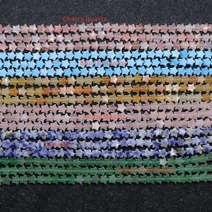 6mm Natural Gemstone Star gemstone beads，Gemstone Star Beads for Jewelry Making, Carved Natural Multicolor Star Beads，70-75pcs-strand