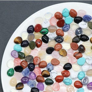 10pcs Natural gemstone teardrop flatback cab cabochon for DIY Jewelry Making，10mm 14mm 16mm 18mm 20mm 25mm Flat Back Gemstone Waterdrop