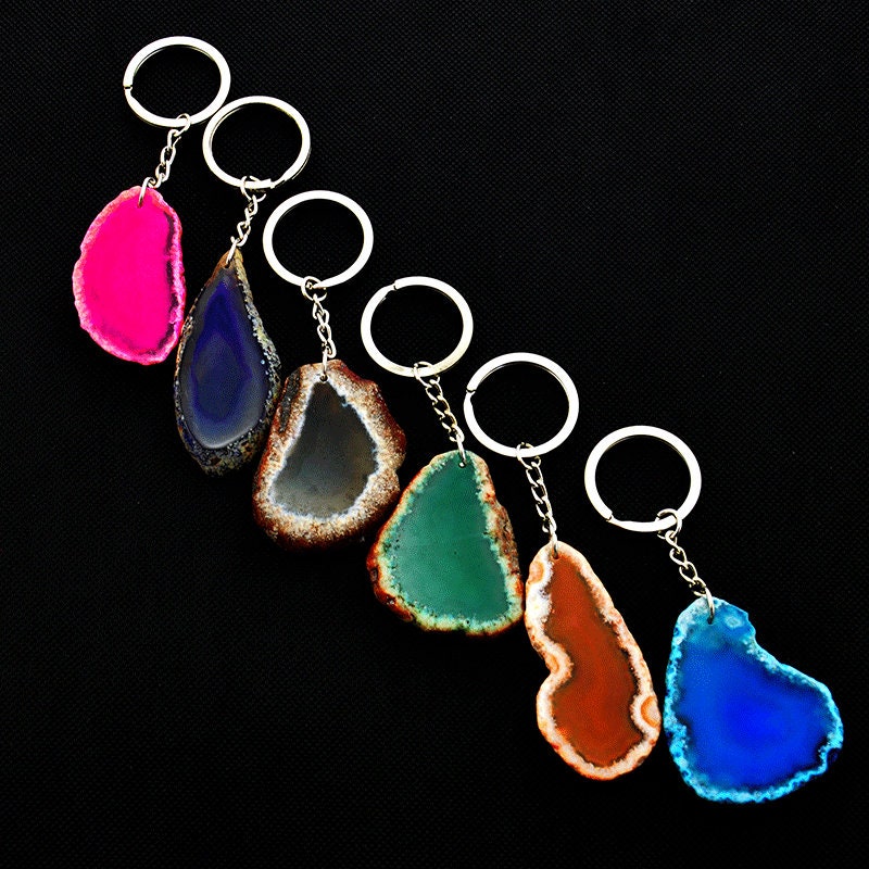 Agate Key Chain, Crystal Key Chain,agate Stone ,dyed Agate Keychains ...