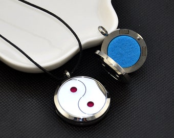 Essential Oil Diffuser Necklace，yoga jewelry，Felt Pad Included，Stainless Steel Ying Yang Necklace，Aroma Locket Necklace，Yin Yang necklace
