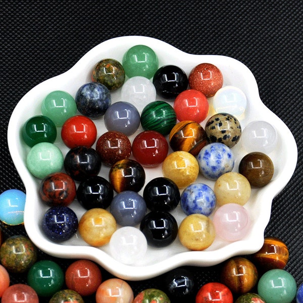10-100 pcs Crystal Sphere Set, No Hole Mixed Color Assorted Gemstone Beads 8/10/12/16mm，Healling Quartz Round Ball,Meditation Stone Ball